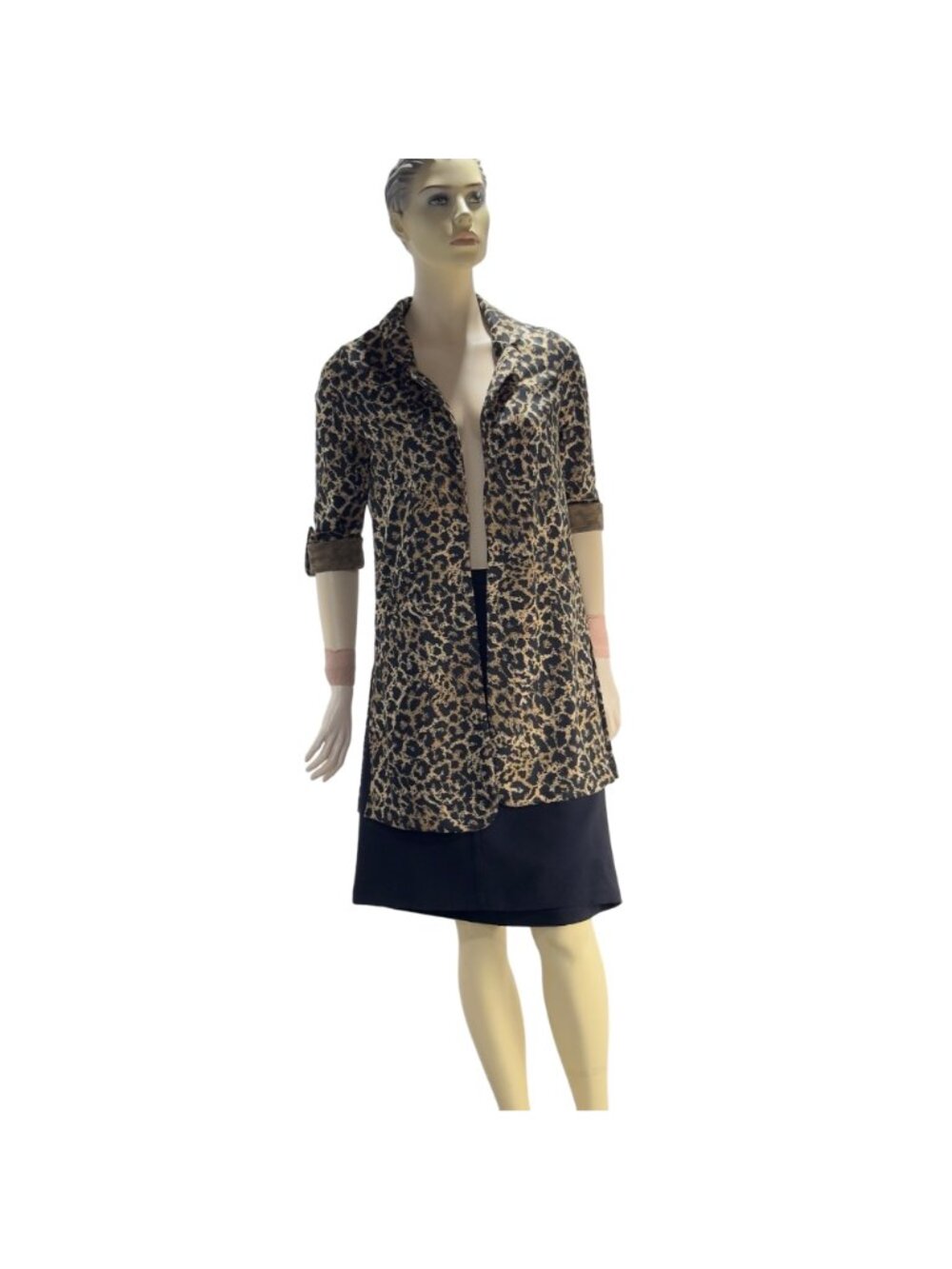 ADYSON PARKER Women's Open Front Cardigan Cheetah Print cuff sleeves Size S - Picture 2 of 14